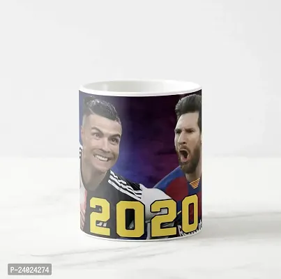 V Kraft Ronaldo vs Messi White Ceramic Mug with Handle Gift for Anyone On Any Occasion | Coffee Mug  Tea Cup | Pack of 1, 330ml