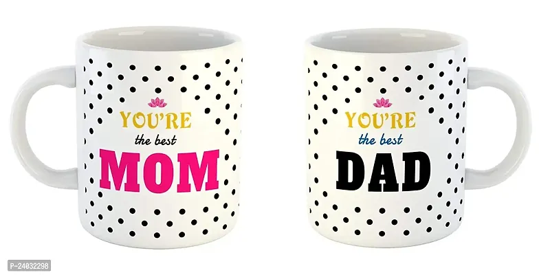 V Kraft Best mom dad Ever Unique mom dad Quote Printed Stylish Coffee Mug for mom dad on The Occassion of Birthday Anniversay,Father's Day, Mother's Day and Any Other Special Occassion |330ml |156