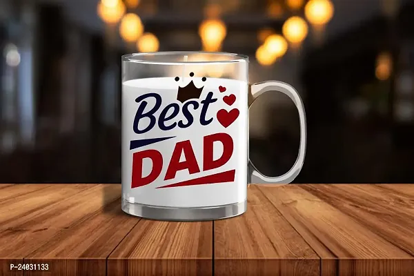 V Kraft Best dad Ever Unique dad Quote Printed Transparent Glass Coffee Mug for dad on The Occassion of Birthday Anniversay,Father's Day and Any Special Occassion | Coffee Mug  Tea Cup | 330ml 021