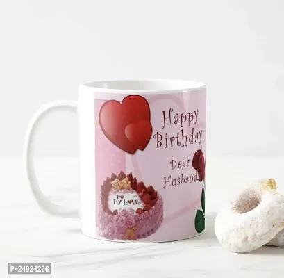 V Kraft Happy Birthday Dear husbabd 2 White Ceramic Mug with Handle Gift for Anyone On Any Occasion | Coffee Mug  Tea Cup | Pack of 1, 330ml-thumb4