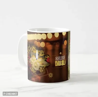V Kraft Diwali hardik shubecha White Ceramic Mug with Handle Gift for Anyone On Any Occasion | Coffee Mug  Tea Cup | Pack of 1, 330ml