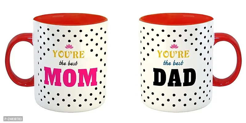 V Kraft Best mom dad Ever Unique mom dad Quote Printed Stylish Coffee Mug for mom dad on The Occassion of Birthday Anniversay,Father's Day, Mother's Day and Any Other Special Occassion |330ml |149