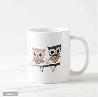 V Kraft owl White Ceramic Mug with Handle Gift for Anyone On Any Occasion | Coffee Mug  Tea Cup | Pack of 1, 330ml