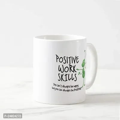 V Kraft Positive Work Skills White Ceramic Mug with Handle Gift for Anyone On Any Occasion | Coffee Mug  Tea Cup | Pack of 1, 330ml-thumb3