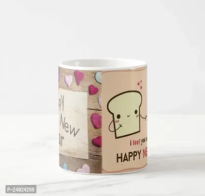 V Kraft i loaf You so Much Happy New Year Cute Couple White Ceramic Mug with Handle Gift for Anyone On Any Occasion | Coffee Mug  Tea Cup | Pack of 1, 330ml-thumb2