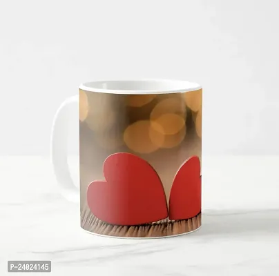 V Kraft Heart Love White Ceramic Mug with Handle Gift for Anyone On Any Occasion | Coffee Mug  Tea Cup | Pack of 1, 330ml