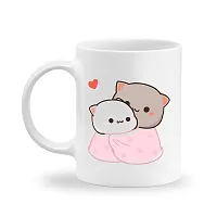 GIFTkarde Goma  Peach Bear Printed Couple Coffee Mugs Brand Set of 2 Ceramic 11oz 325ml Cup || Love Gift for Girlfriend/Boyfriend/Wife/Husband/Anniversary/Valentine-thumb2