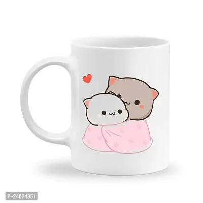 GIFTkarde Goma  Peach Bear Printed Couple Coffee Mugs Brand Set of 2 Ceramic 11oz 325ml Cup || Love Gift for Girlfriend/Boyfriend/Wife/Husband/Anniversary/Valentine-thumb3