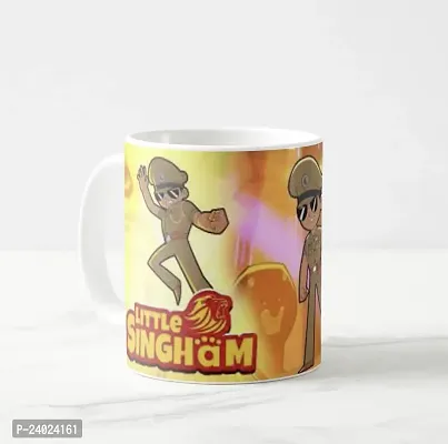 V Kraft Little Singham White Ceramic Mug with Handle Gift for Anyone On Any Occasion | Coffee Mug  Tea Cup | Pack of 1, 330ml