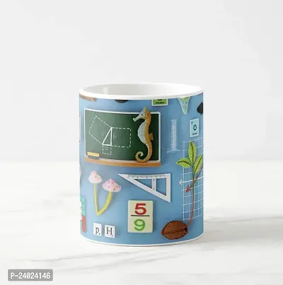 V Kraft jeometry 2 White Ceramic Mug with Handle Gift for Anyone On Any Occasion | Coffee Mug  Tea Cup | Pack of 1, 330ml