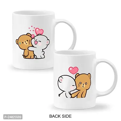 GIFTkarde Milk  Mocha Cute Bear Printed Couple Coffee Mugs Brand Set of 2 Ceramic 11oz 325ml Cup-thumb2