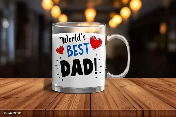 V Kraft Best dad Ever Unique dad Quote Printed Transparent Glass Coffee Mug for dad on The Occassion of Birthday Anniversay,Father's Day and Any Special Occassion | Coffee Mug  Tea Cup | 330ml 015