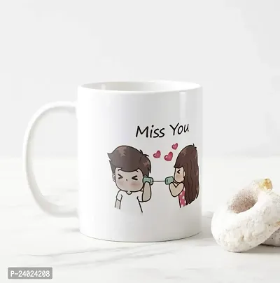 V Kraft Miss You White Ceramic Mug with Handle Gift for Anyone On Any Occasion | Coffee Mug  Tea Cup | Pack of 1, 330ml