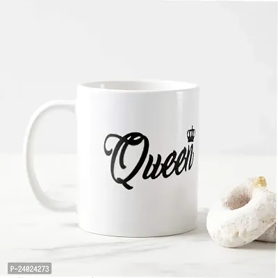 V Kraft Queen New White White Ceramic Mug with Handle Gift for Anyone On Any Occasion | Coffee Mug  Tea Cup | Pack of 1, 330ml