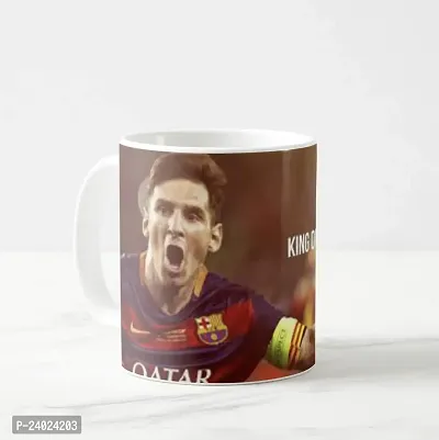 V Kraft King of Football Messy White Ceramic Mug with Handle Gift for Anyone On Any Occasion | Coffee Mug  Tea Cup | Pack of 1, 330ml