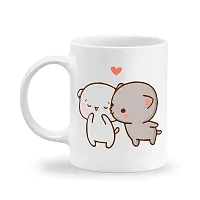 GIFTkarde Goma  Peach Bear Printed Couple Coffee Mugs Brand Set of 2 Ceramic 11oz 325ml Cup || Love Gift for Girlfriend/Boyfriend/Wife/Husband/Anniversary/Valentine-thumb3