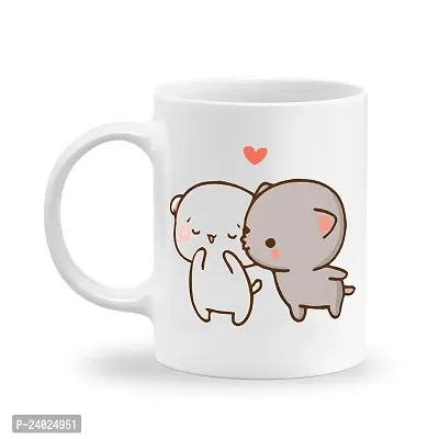 GIFTkarde Goma  Peach Bear Printed Couple Coffee Mugs Brand Set of 2 Ceramic 11oz 325ml Cup || Love Gift for Girlfriend/Boyfriend/Wife/Husband/Anniversary/Valentine-thumb4