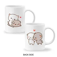 GIFTkarde Goma  Peach Bear Printed Couple Coffee Mugs Brand Set of 2 Ceramic 11oz 325ml Cup || Love Gift for Girlfriend/Boyfriend/Wife/Husband/Anniversary/Valentine-thumb1