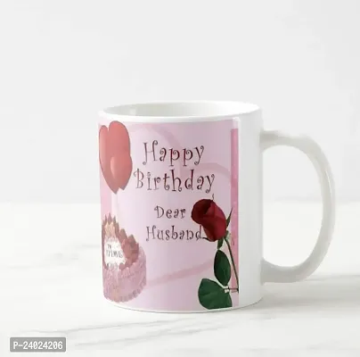 V Kraft Happy Birthday Dear husbabd 2 White Ceramic Mug with Handle Gift for Anyone On Any Occasion | Coffee Mug  Tea Cup | Pack of 1, 330ml-thumb5