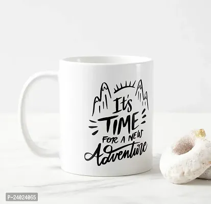 V Kraft its time for a New Adventure White Ceramic Mug with Handle Gift for Anyone On Any Occasion | Coffee Mug  Tea Cup | Pack of 1, 330ml