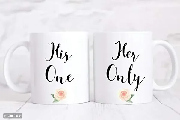 V Kraft his one Hers only  Couple Matching Mug Set of 2 Ceramic Mug with Handle Gift for Anyone On Any Occasion | Coffee Mug  Tea Cup | Pack of 2, 330ml