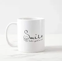 V Kraft Smile Happy Looks Good on You White Ceramic Mug with Handle Gift for Anyone On Any Occasion | Coffee Mug  Tea Cup | Pack of 1, 330ml-thumb3
