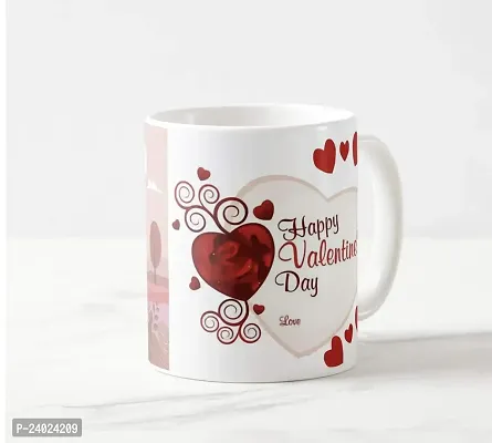 V Kraft Happy Valentine's Day 010 Love Quote White Ceramic Mug with Handle Gift for Anyone On Any Occasion | Coffee Mug  Tea Cup | Pack of 1, 330ml