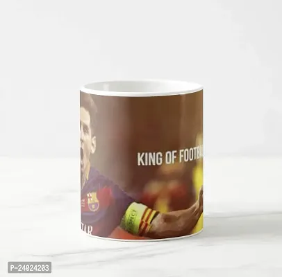 V Kraft King of Football Messy White Ceramic Mug with Handle Gift for Anyone On Any Occasion | Coffee Mug  Tea Cup | Pack of 1, 330ml-thumb2