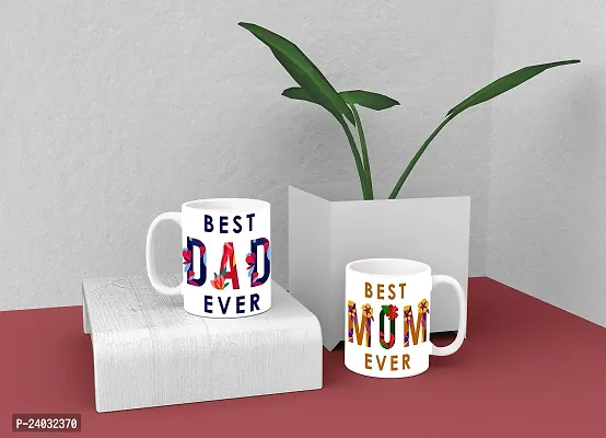 V Kraft Best mom dad Ever Unique mom dad Quote Printed Stylish Coffee Mug for mom dad on The Occassion of Birthday Anniversay,Father's Day, Mother's Day and Any Other Special Occassion |330ml |176