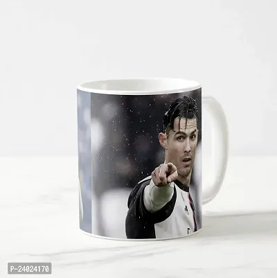 V Kraft Ronaldo White Ceramic Mug with Handle Gift for Anyone On Any Occasion | Coffee Mug  Tea Cup | Pack of 1, 330ml-thumb2