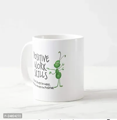 V Kraft Positive Work Skills White Ceramic Mug with Handle Gift for Anyone On Any Occasion | Coffee Mug  Tea Cup | Pack of 1, 330ml-thumb4