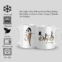 Zaffran Mom Dad Cup || Set of 2 || Ceramic Coffee Mug || 11 oz || Best Gift for Mother/Father/Mother's Day/Father's Day (White)-thumb2