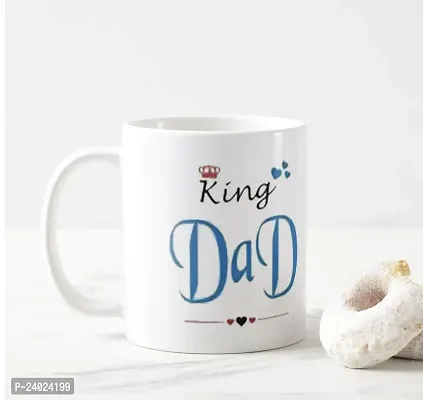 V Kraft dad King White Ceramic Mug with Handle Gift for Anyone On Any Occasion | Coffee Mug  Tea Cup | Pack of 1, 330ml