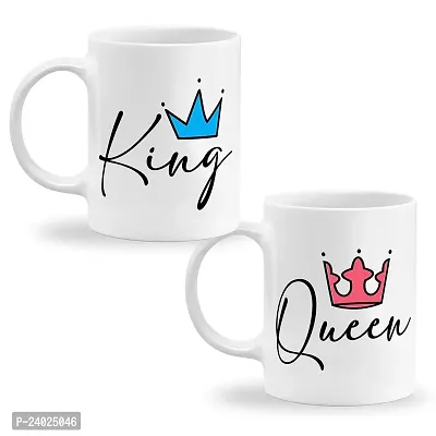 GIFTkarde King Queen Cool Couple Coffee Mugs for Husband  Wife Brand Set of 2 Ceramic 11oz 325ml Cup