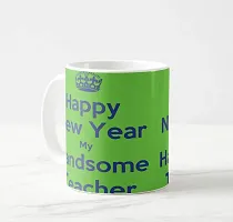 V Kraft Happy New Year Handsome Teacher White Ceramic Mug with Handle Gift for Anyone On Any Occasion | Coffee Mug  Tea Cup | Pack of 1, 330ml-thumb3