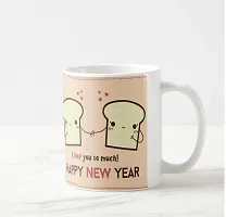 V Kraft i loaf You so Much Happy New Year Cute Couple White Ceramic Mug with Handle Gift for Anyone On Any Occasion | Coffee Mug  Tea Cup | Pack of 1, 330ml-thumb3
