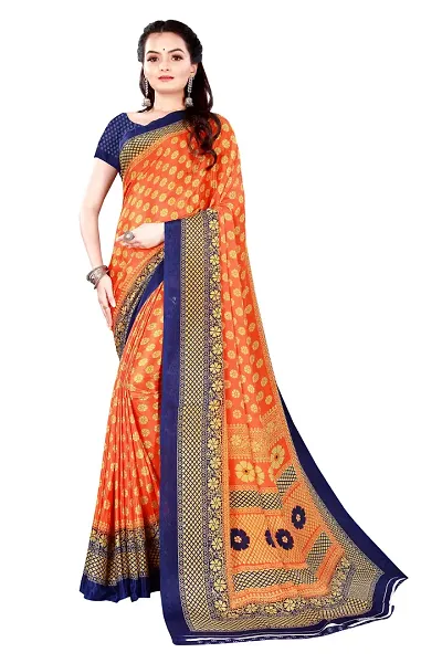 Stylish Crepe Sarees With Blouse Piece