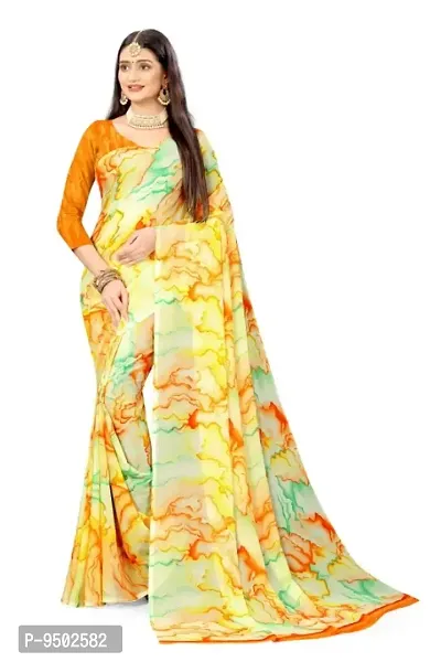 Beautiful Crepe Saree with Blouse piece-thumb0