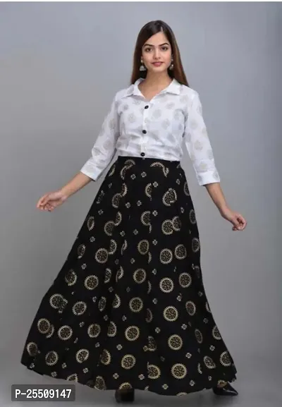 Women's Rayon Skirt With Top Set