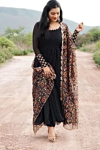 Black Georgette Solid Kurtas For Women-thumb1