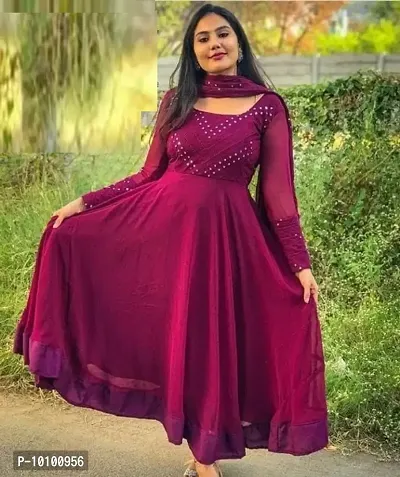 Trendy Women Georgette Gown with Dupatta