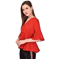 ARUTY Stylish top for Women Solid top with v-Neck and Regular Sleeves Printed top (666 - XL)-thumb2