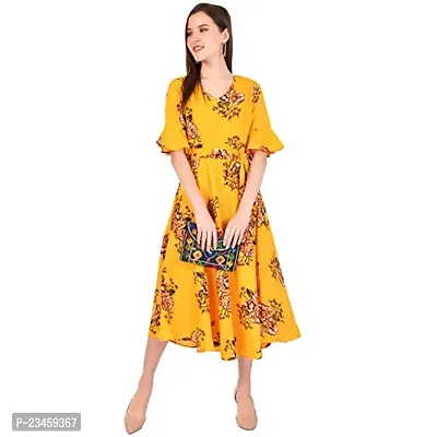 Classic Crepe Printed Dress for Women-thumb0