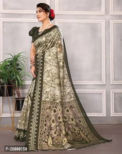 Stylish Green Art Silk Saree with Blouse piece For Women-thumb2