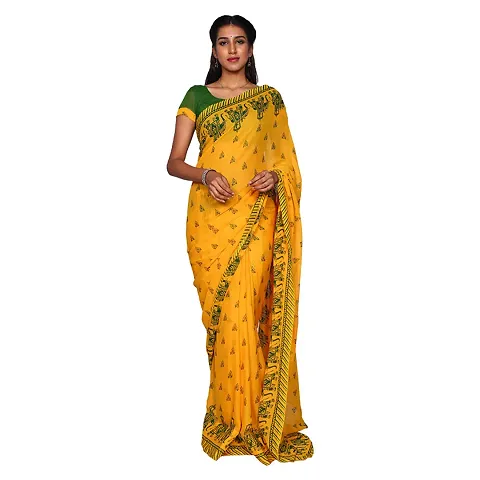 Alluring Georgette Printed Sarees With Blouse Piece