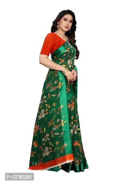 Stylish Linen Saree With Blouse Piece For Women-thumb2