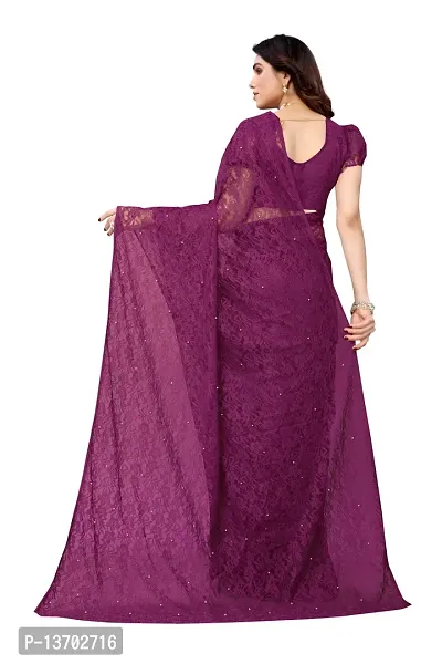 Stylish Net Saree With Blouse Piece For Women-thumb4