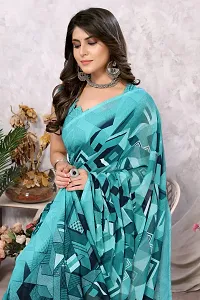 Trendy Printed Georgette Saree With Blouse Material For Women-thumb2