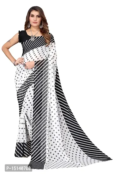 Priyashi Womens Printed Georgette Saree With Blouse Piece(ZHILMIL BLACK_Free Size)