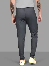 Trendy Grey Synthetic Solid Regular Fit Regular Track Pants For Men-thumb1